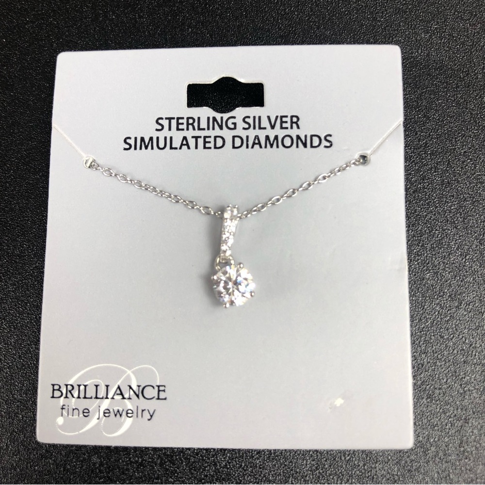 Brilliance Fine Jewelry Sterling Silver Simulated Diamond Necklace